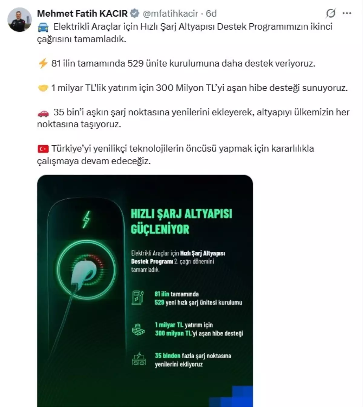 elektrikli araclar icin hizli sarj altyapisi destek programinin ikinci cagrisi tamamlandi OSrSBZDc